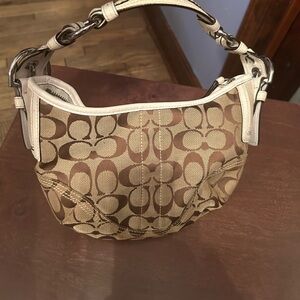 Coach Tan and Cream Shoulder Bag